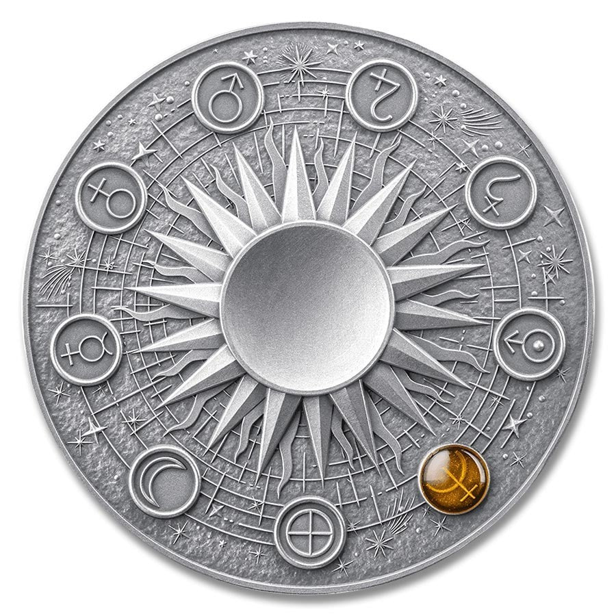 2025 Ghana Neptune Solar System 2 oz Antique finish Silver Coin