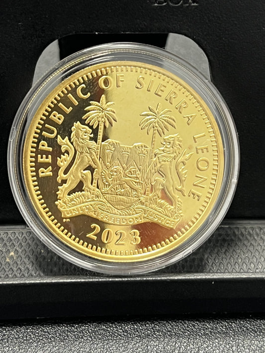 2023 Sierra Leone Anubis 1oz gilded Silver coin with box and COA
