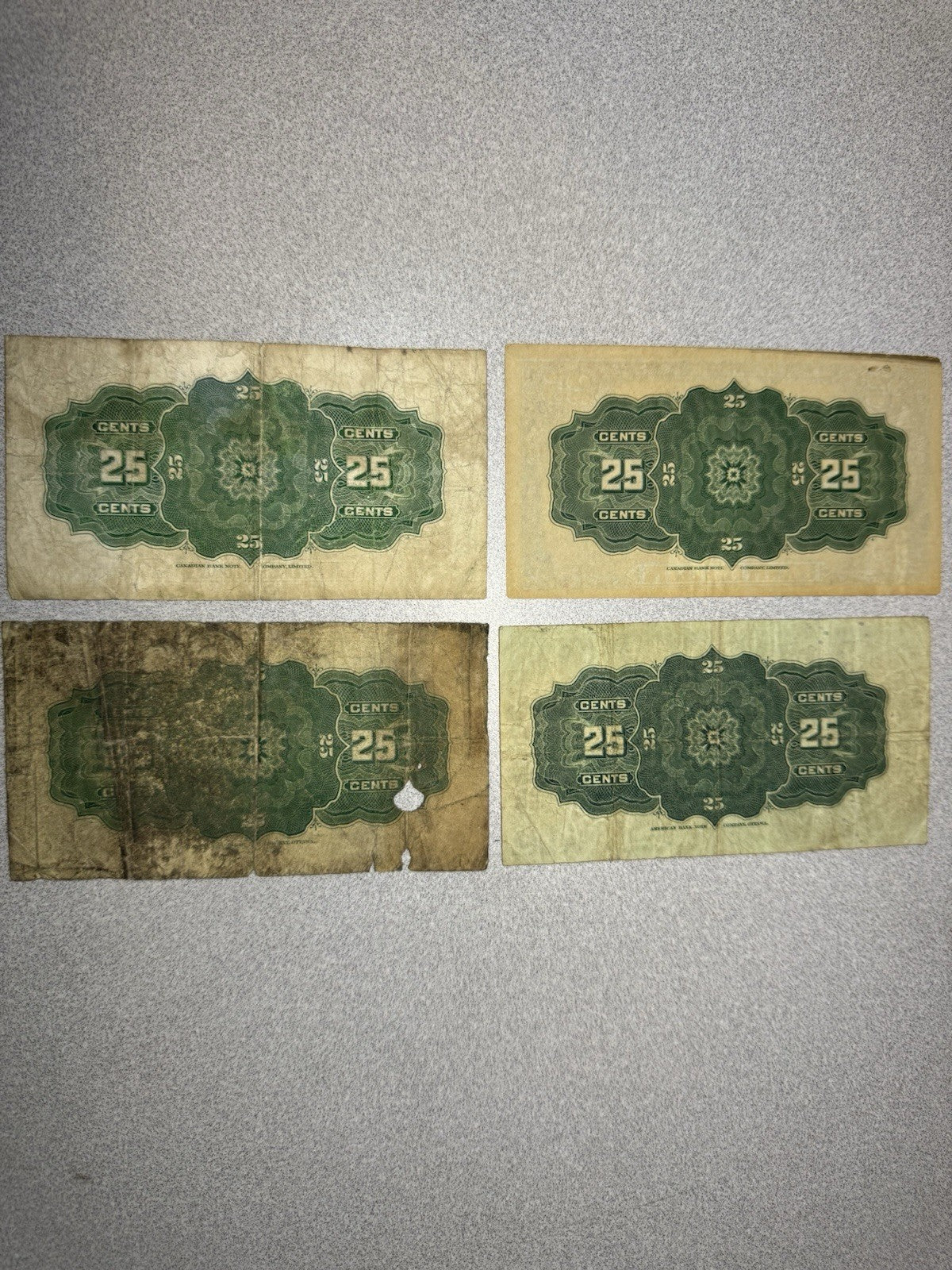 28 Notes Canadian Paper Money Lot $1 2 5 25 Cents UNC Fractional Dominion Canada