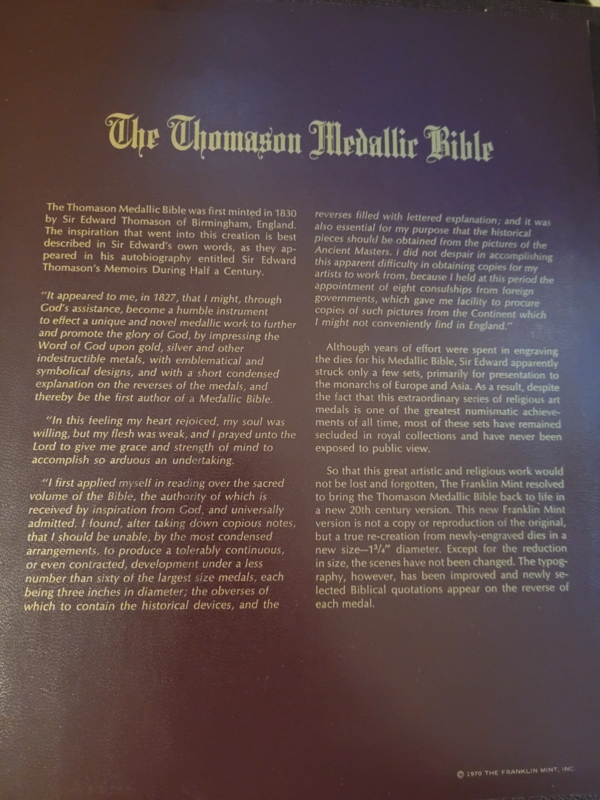 Thomason Medallic Bible Themed Complete Set Of 60 Bronze Medals Franklin Mint