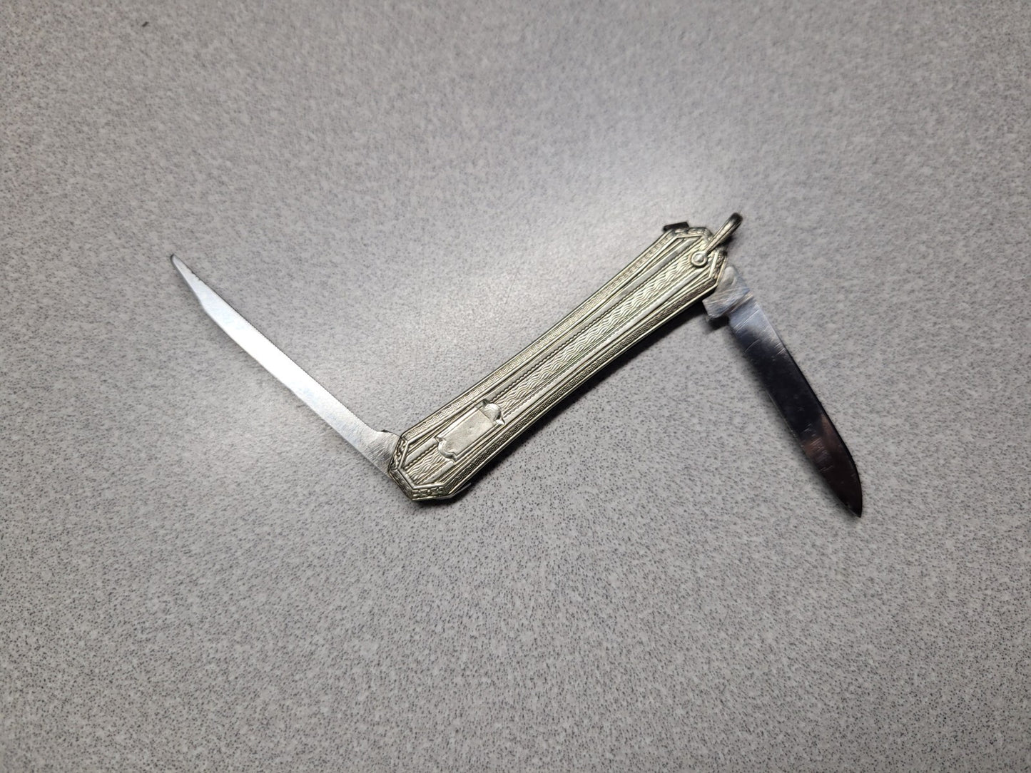 Vintage ESEMCO 14K White Gold 2 Blade Pocket Knife 17.09 grams Stainless Steel