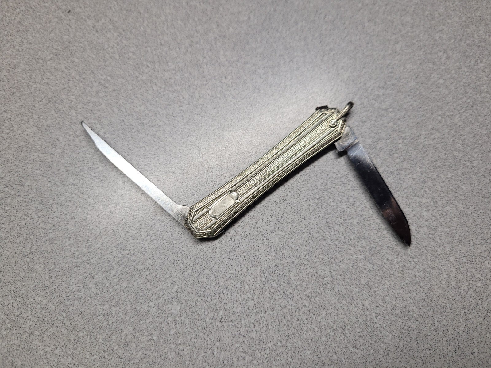 Vintage ESEMCO 14K White Gold 2 Blade Pocket Knife 17.09 grams Stainless Steel