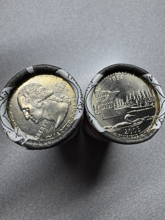 2005 P & D Minnesota State US Mint Quarter Rolls Uncirculated