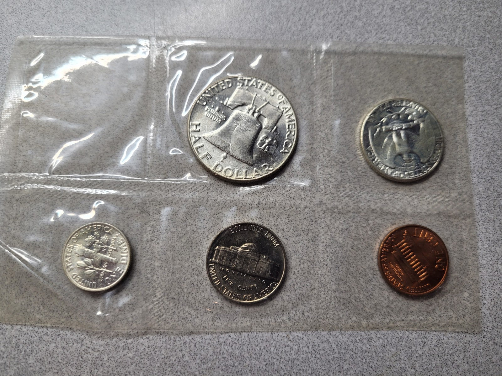 1960 Mint UNC Set Complete 10 coins Silver P & D Franklin Quarter 90%