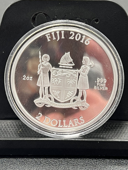 2016 Fiji S$2 The Dark Knight 2 Oz. Colorized coin w/ box and COA