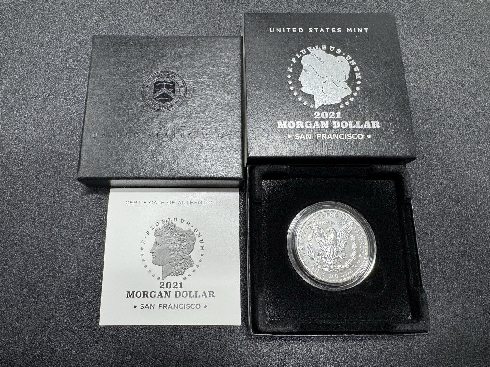 2021 Morgan Silver Dollar San Francisco with S Privy Mark 21XF OGP and COA
