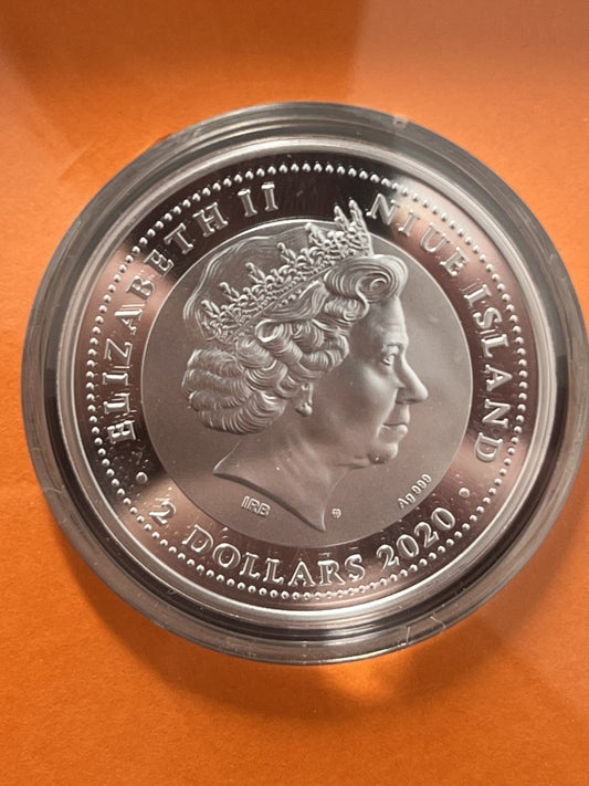 2020 NIUE $2 Dragon .999 SILVER PROOF COIN with box and COA