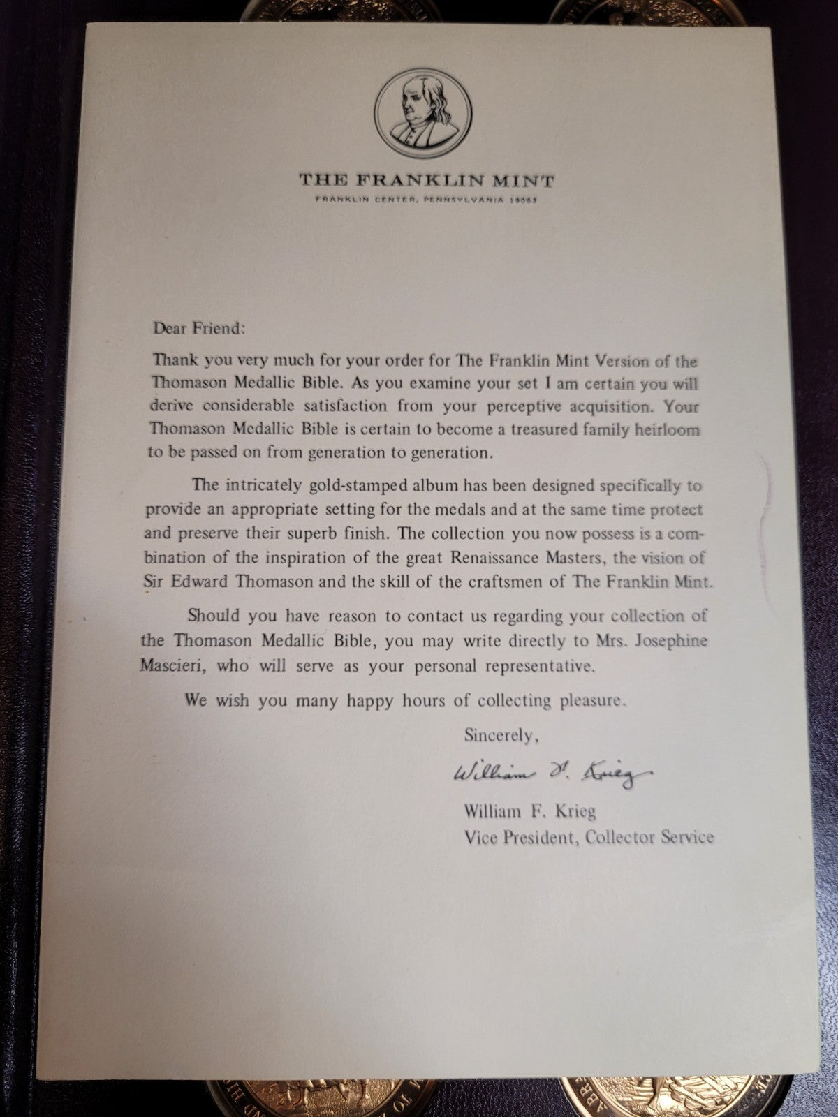 Thomason Medallic Bible Themed Complete Set Of 60 Bronze Medals Franklin Mint