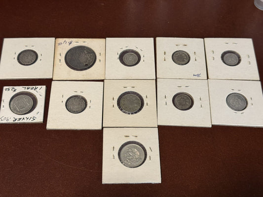 11 Coin Mexico Silver Lot Centavo Real Peso 1766-1953 Pirate Treasure clad