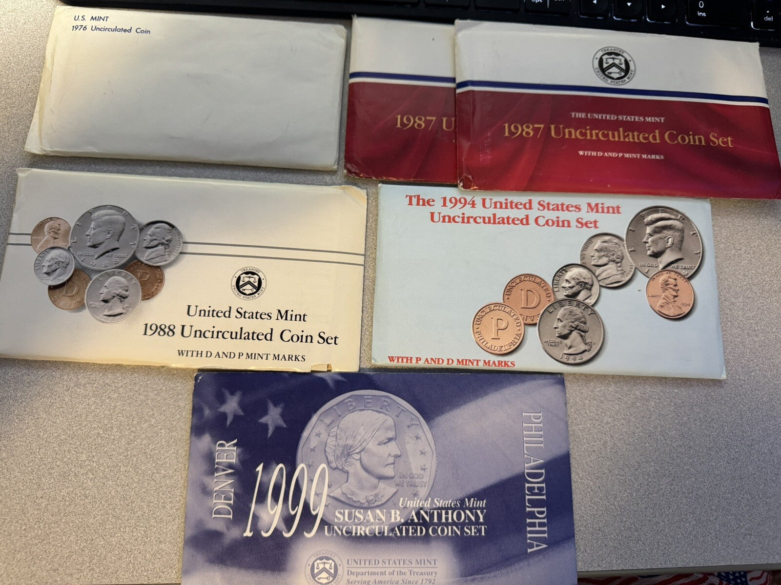 Lot of 6+ United States Mint Uncirculated Coin Sets Mixed years from 1976-1999