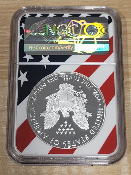 2018 W Silver American Eagle $1 NGC PF70 Ultra Cameo Congratulations Set Flag