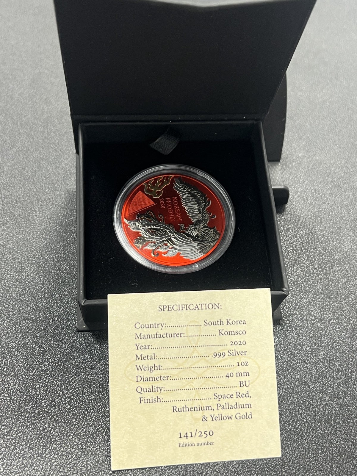 2020 South Korea Phoenix 1 oz Pure Silver Coin FIREBIRD edition LIMITED RUN