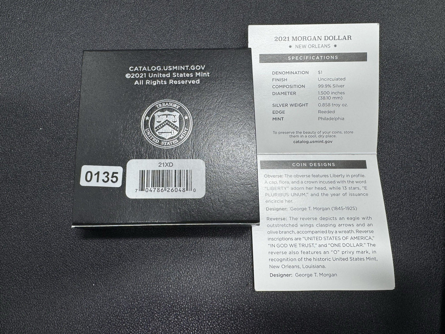 2021 Morgan Silver Dollar New Orleans with O Privy Mark 21XD OGP and COA