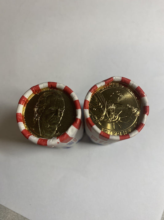 2009 P & D James K Polk Unopened 25 Coin Mint Rolls Presidential Gold Dollar UNC