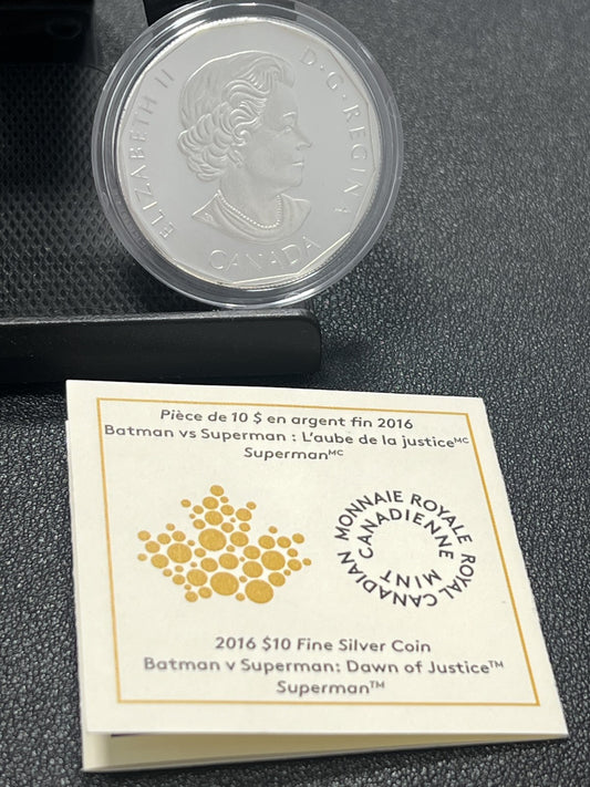 2016 $10 Canada 1/2oz Silver Coin Batman vs Superman -Superman - Box/COA