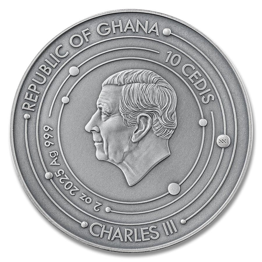 2025 Ghana Saturn Solar System 2 oz Antique finish Silver Coin