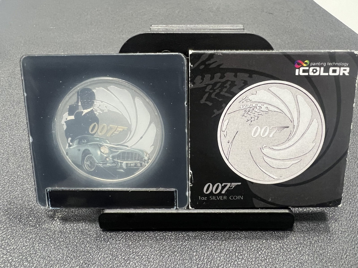 007 JAMES BOND Limited edition 1 oz. Silver Coin – Colorized set of 7– .999 Fine