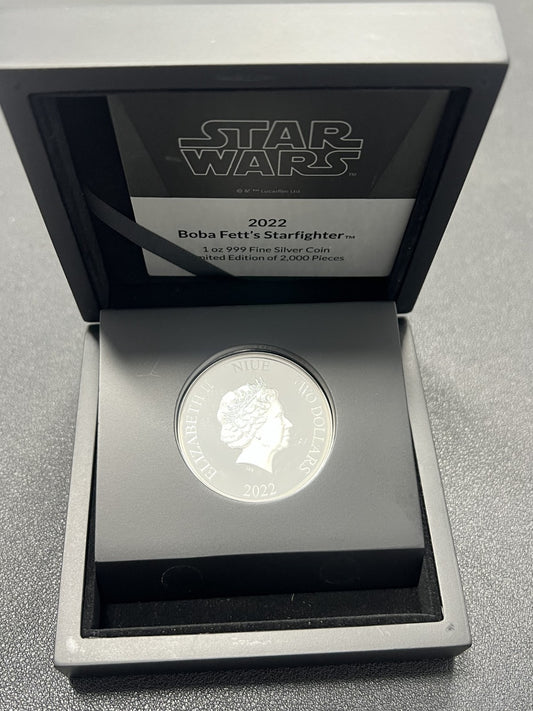 2022 Star Wars Boba Fett's Starfighter 1oz Silver Proof Coin New Zealand Mint