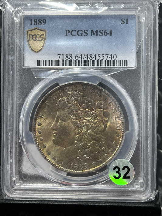 1889 MS64 $1 MORGAN DOLLAR *Toner* - PCGS MS 64