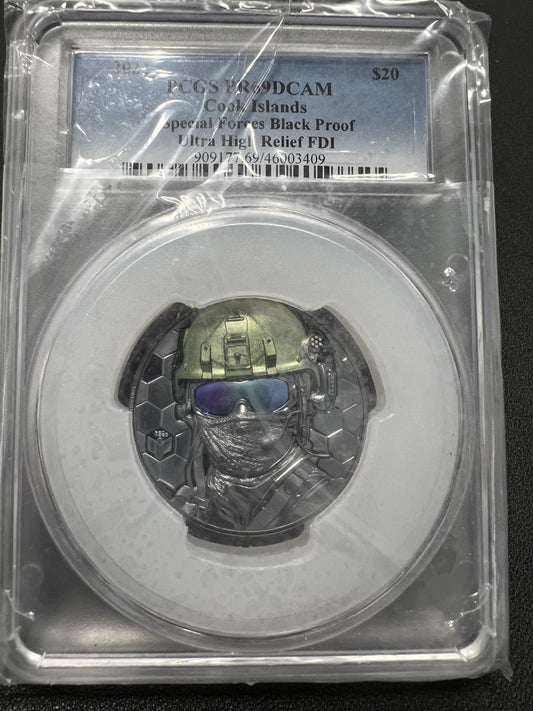 2022 3 oz PR 69 DCAM SPECIAL FORCES BLACK PROOF ULTRA HIGH RELIEF PCGS PR69DCAM