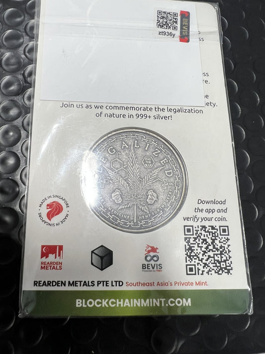 2018 Vermont Cannabis Silver Coin 1oz .9999 Bill H.511