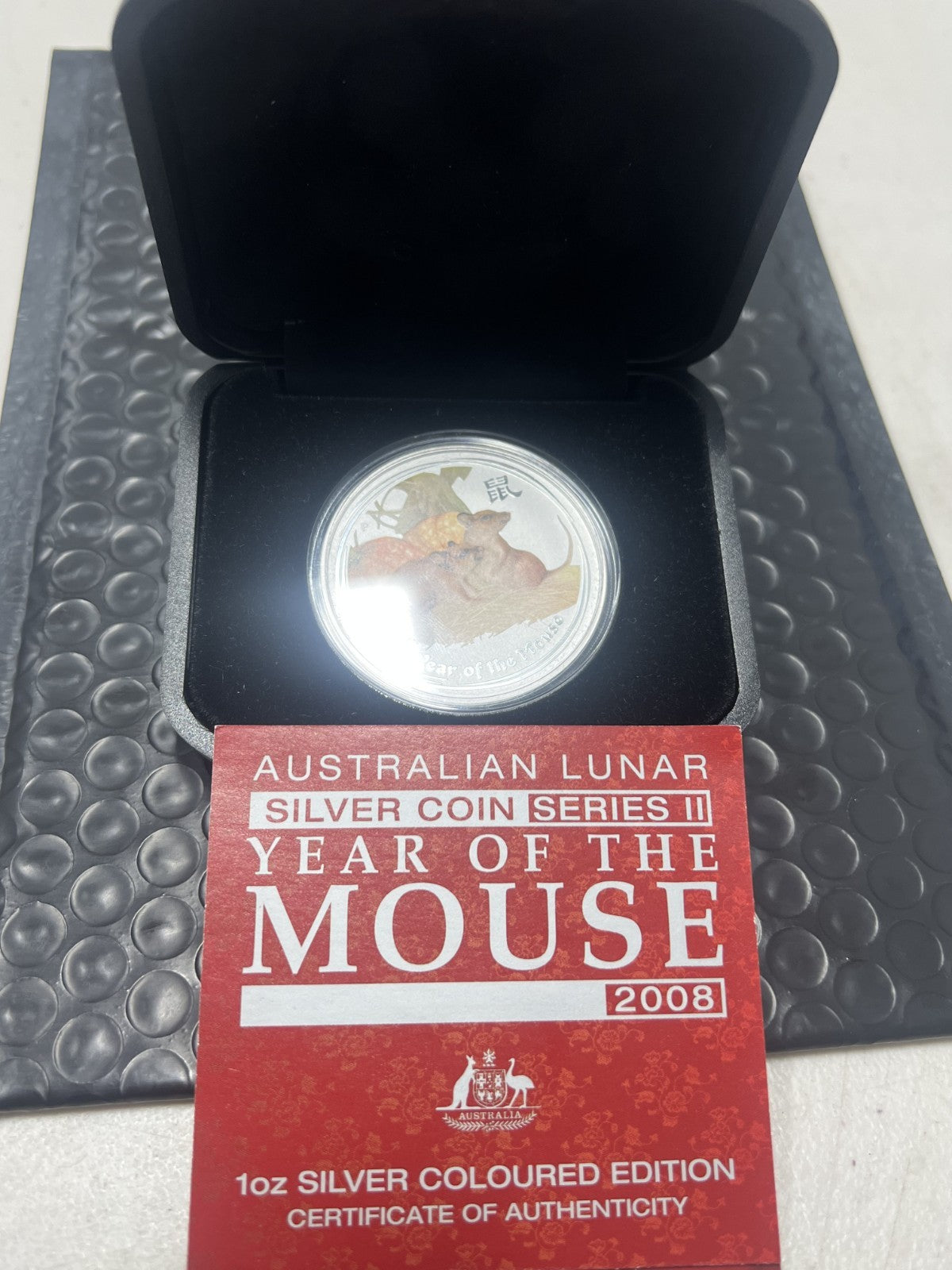 2008 Silver 1 oz Australia Lunar Series Year of the Mouse Perth Mint w box & COA