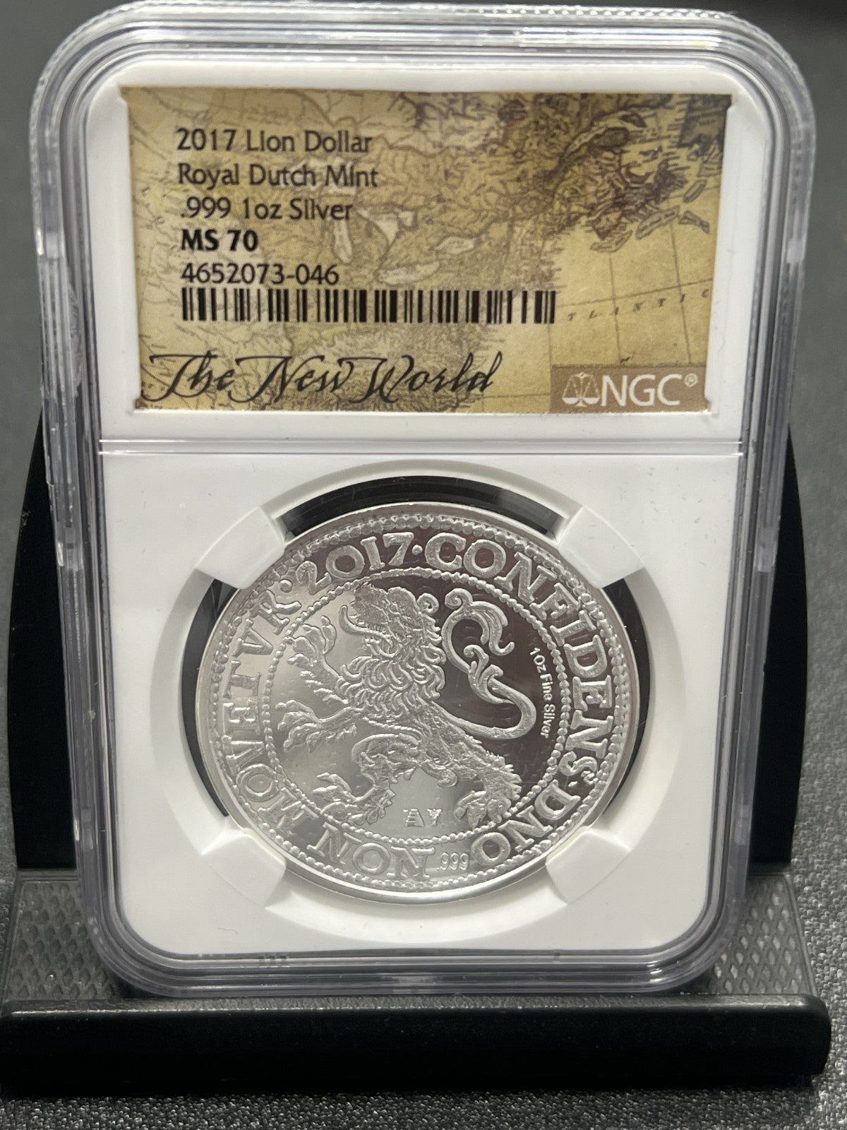 1 Oz Silver Coin MS70 2017 Lion Dollar Royal Dutch Mint NGC MS 70
