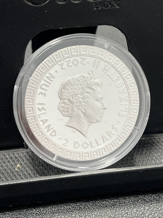 2022 NIUE $2 NZD Scarab (Skarabeus) 1 oz silver coin with box and COA