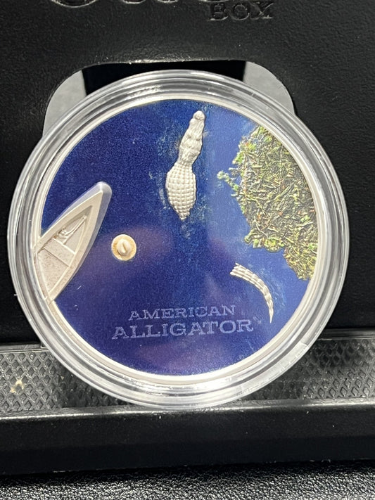 American alligator 1 oz silver coin Palau 2022 with box and COA