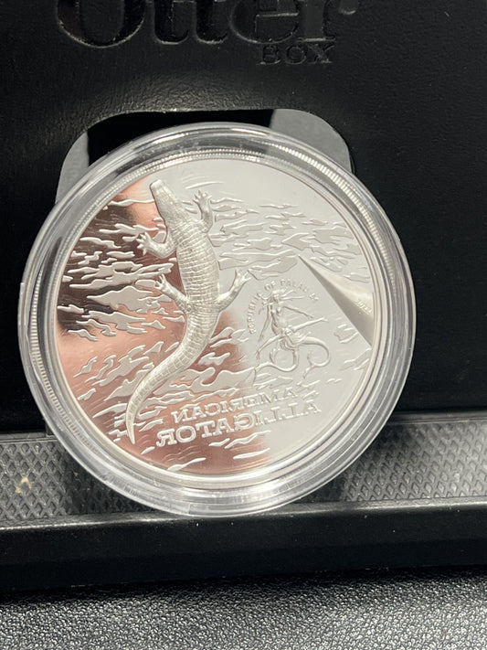 American alligator 1 oz silver coin Palau 2022 with box and COA