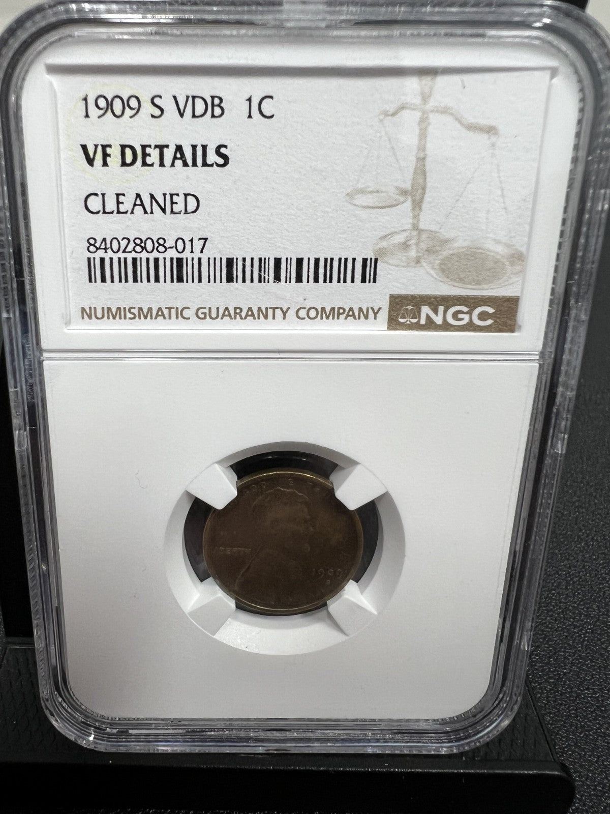 1909-S VDB Lincoln Wheat Cent VF Details PCGS