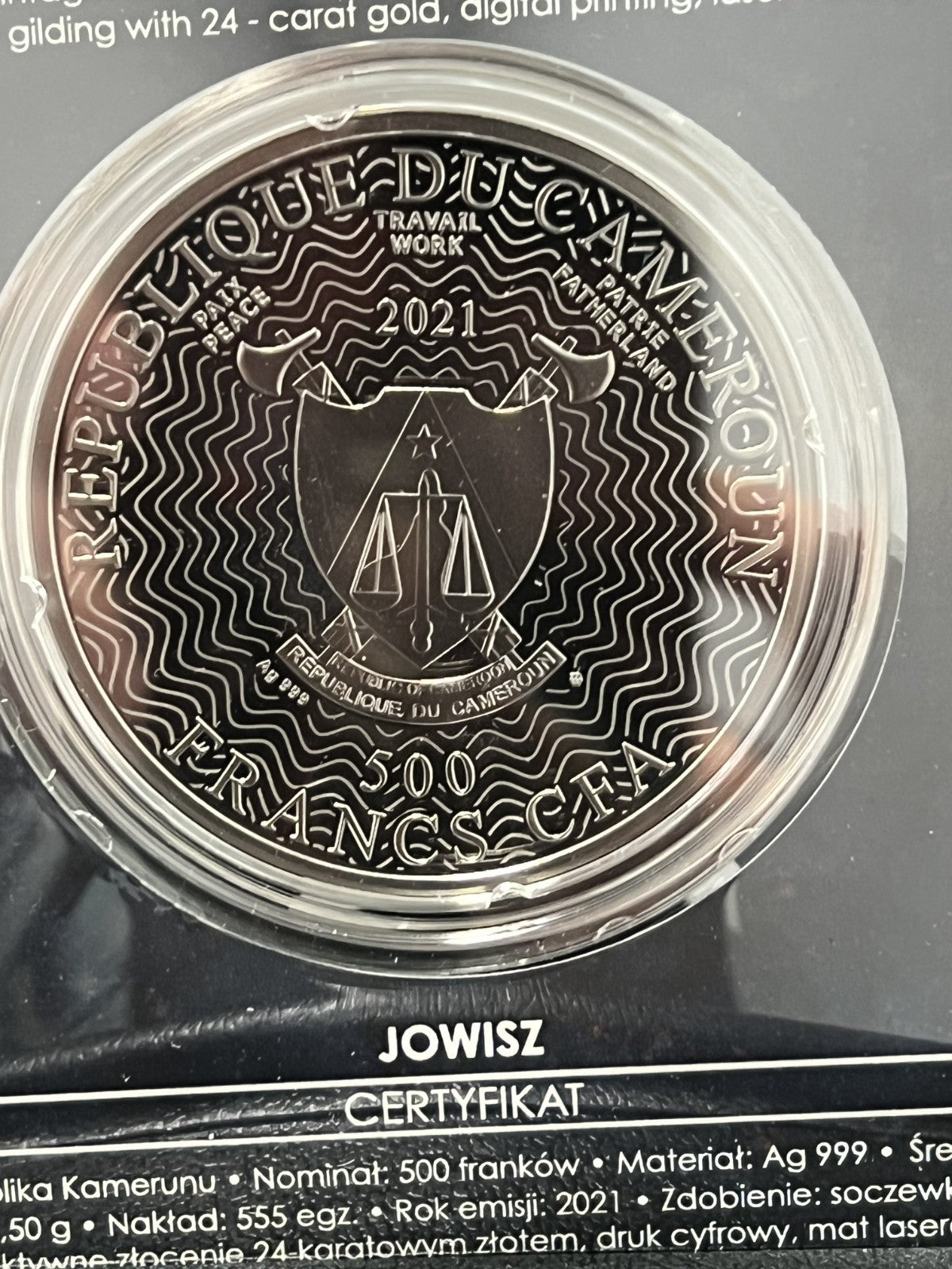 2021 500 Francs Cameroon Planet "Jupiter" .999 Silver Coin with sleeve and COA