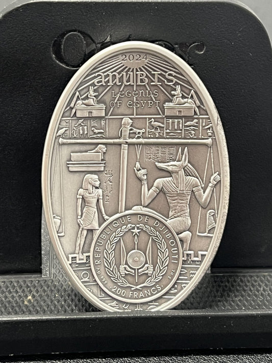 Djibouti - 2024 Anubis 3 oz Silver Egg Shaped Coin with box and COA