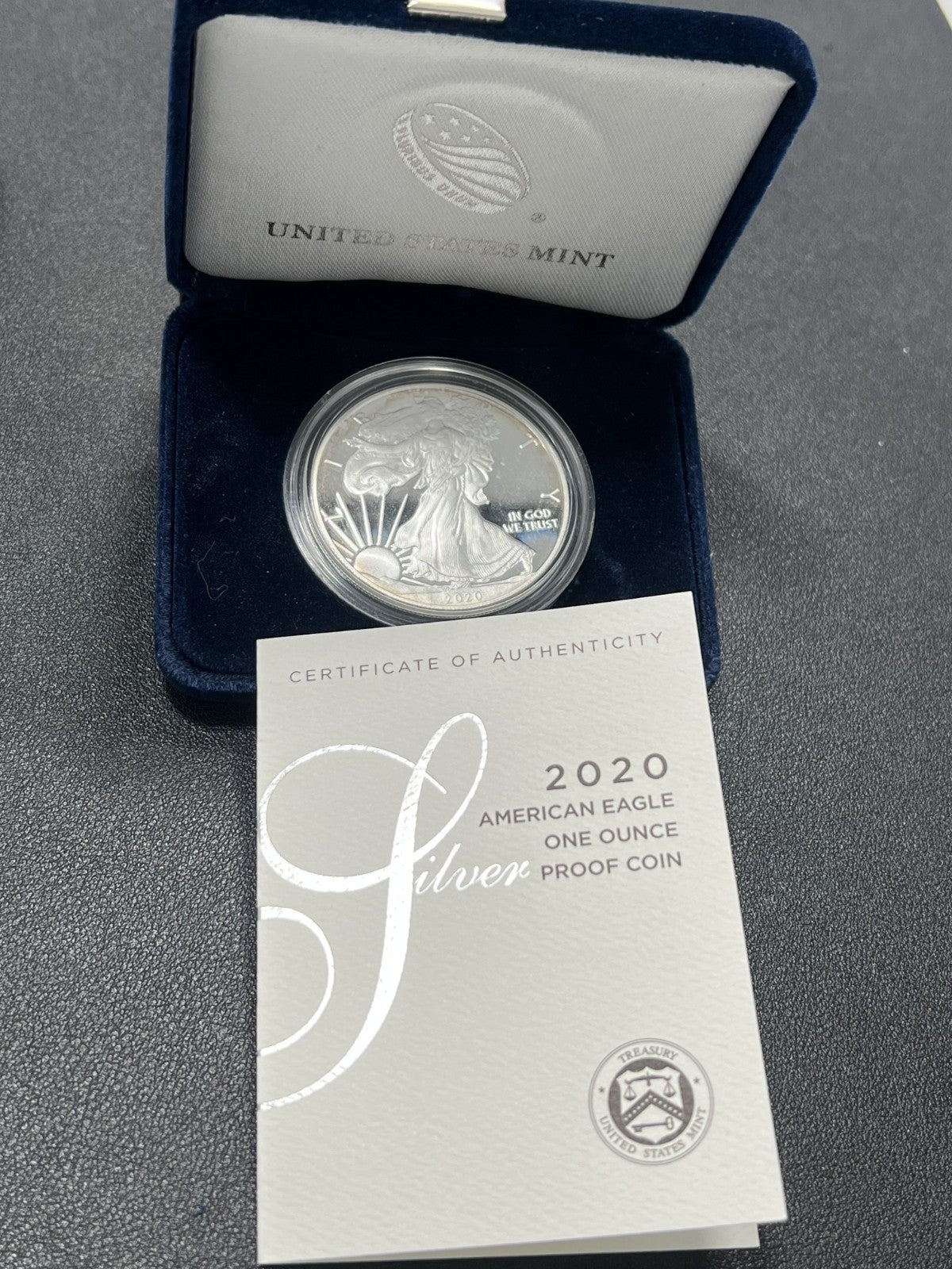 2020 W American Silver Eagle 1 oz US Mint $1 Coin with box and COA