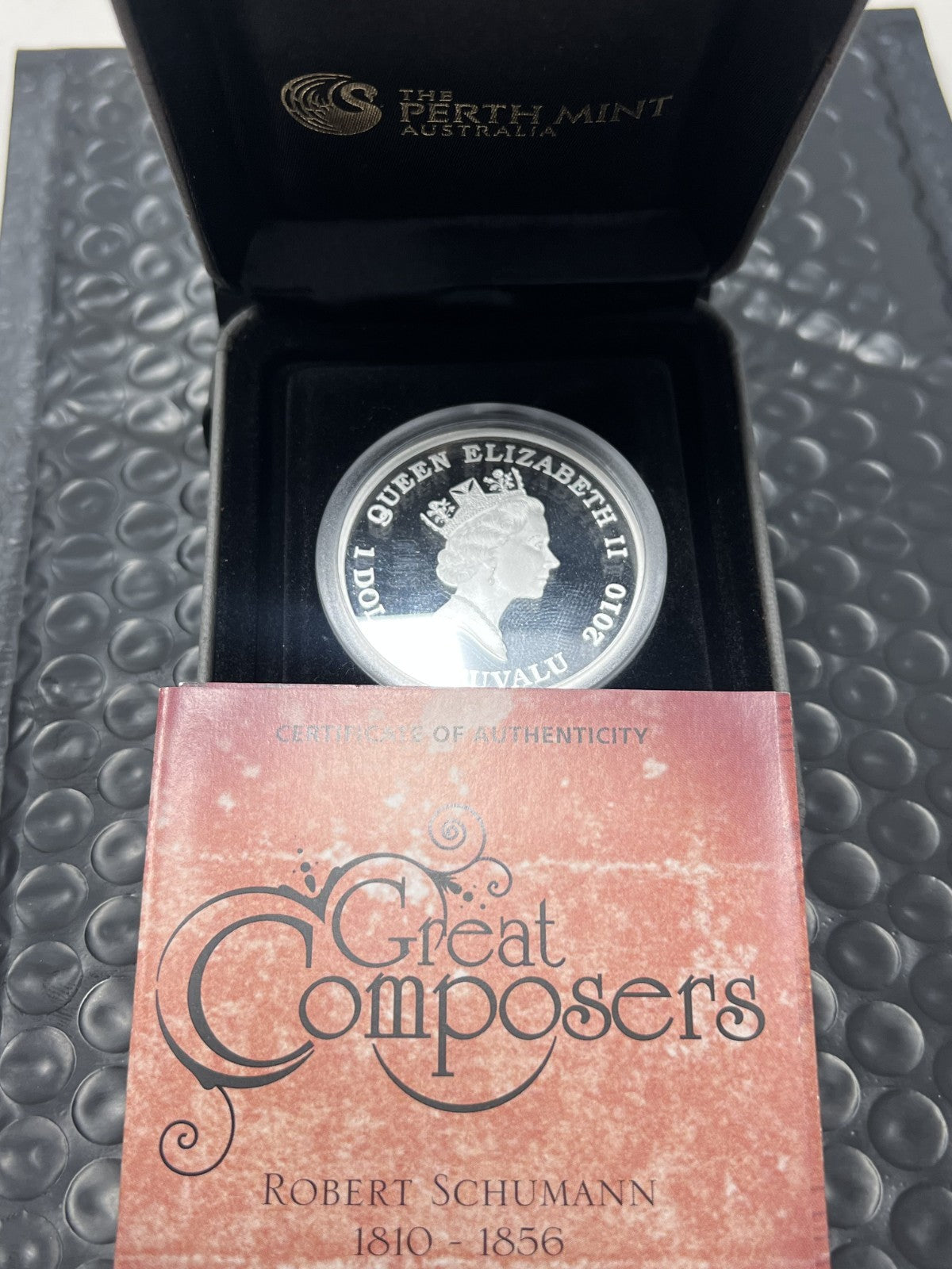 2010 TUVALU: GREAT MUSIC COMPOSERS- A  SET OF 5, 1 OZ . 999 SILVER COINS