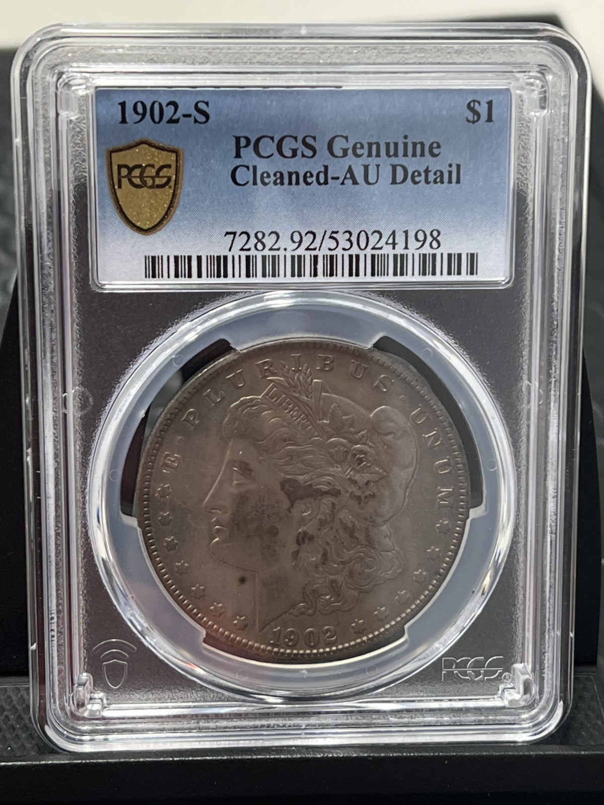 1902-S MORGAN SILVER DOLLAR PCGS Genuine Cleaned-AU Detail