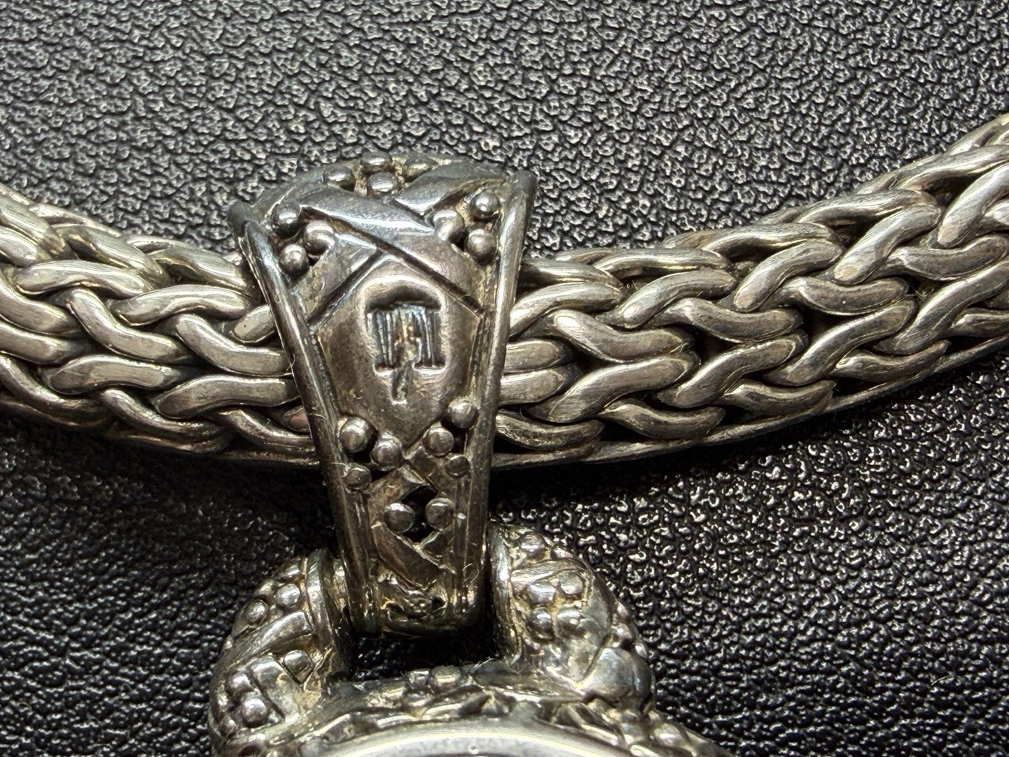John Hardy Sterling Silver 7mm Wheat Necklace 16" Pink Saphire Diamonds 18k Gold