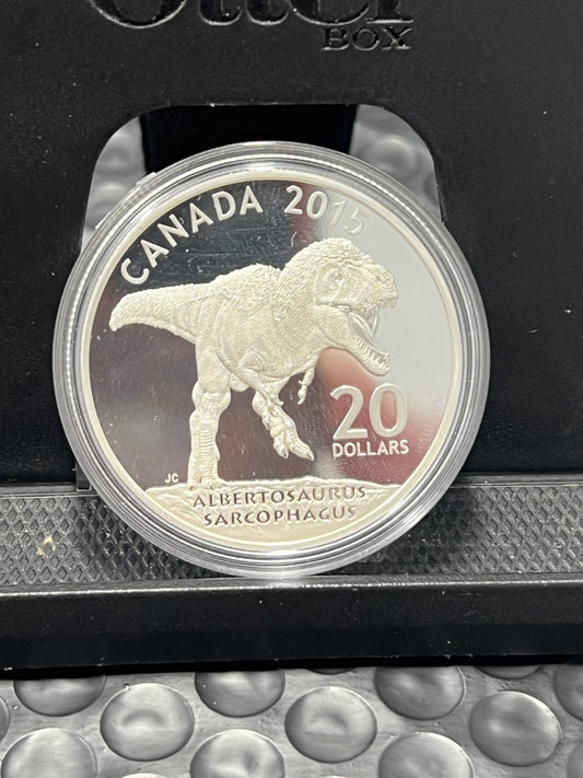 2015- Canadian Dinosaurs 'Albertosaurus' with box & COA 1 oz silver coin