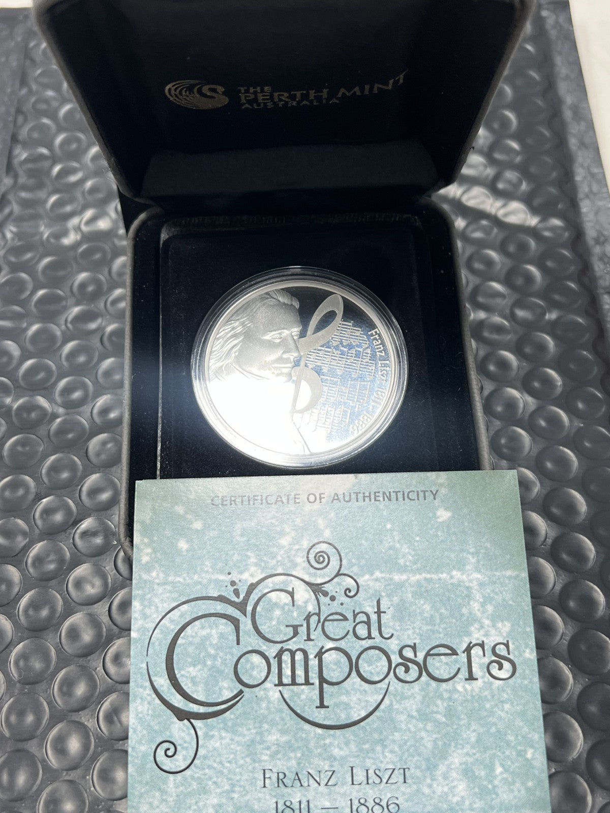 2010 TUVALU: GREAT MUSIC COMPOSERS- A  SET OF 5, 1 OZ . 999 SILVER COINS