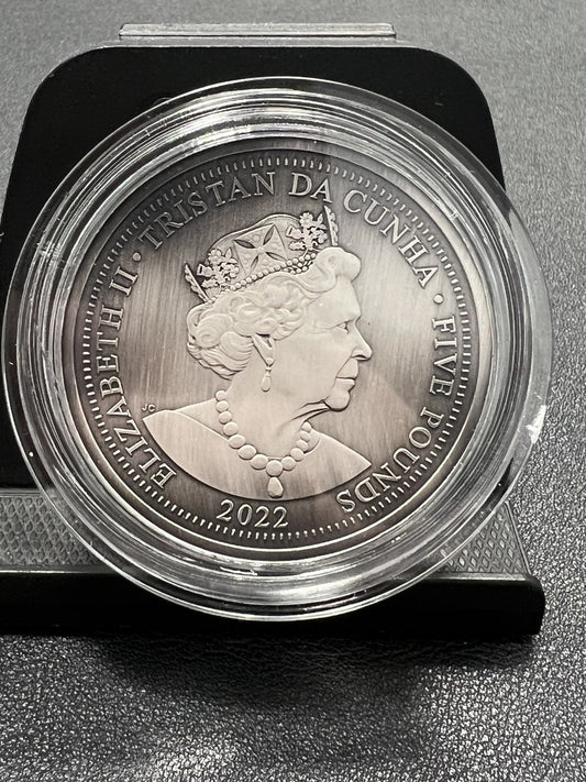 2022 Tristan da Cunha "Heraldic Beasts" 5 oz .999 Silver Coin