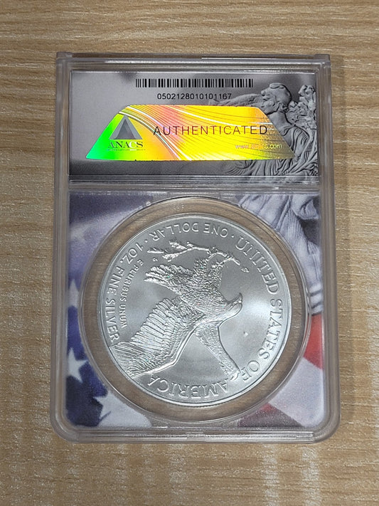2023 American Silver Eagle ANACS MS70 First Strike Flag Core