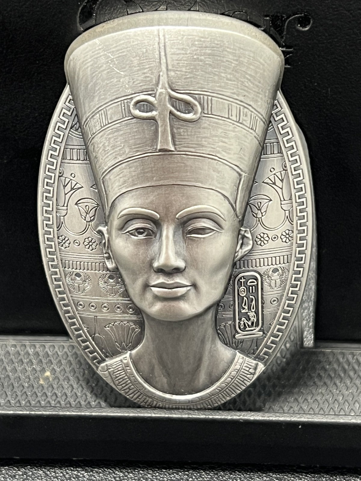 2023 NEFERTITI BUST 3 OUNCE ANTIQUED SILVER with box and COA