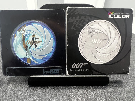 007 JAMES BOND Limited edition 1 oz. Silver Coin – Colorized set of 7– .999 Fine