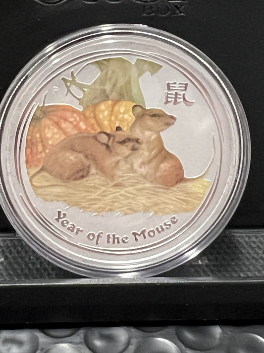 2008 Silver 1 oz Australia Lunar Series Year of the Mouse Perth Mint w box & COA