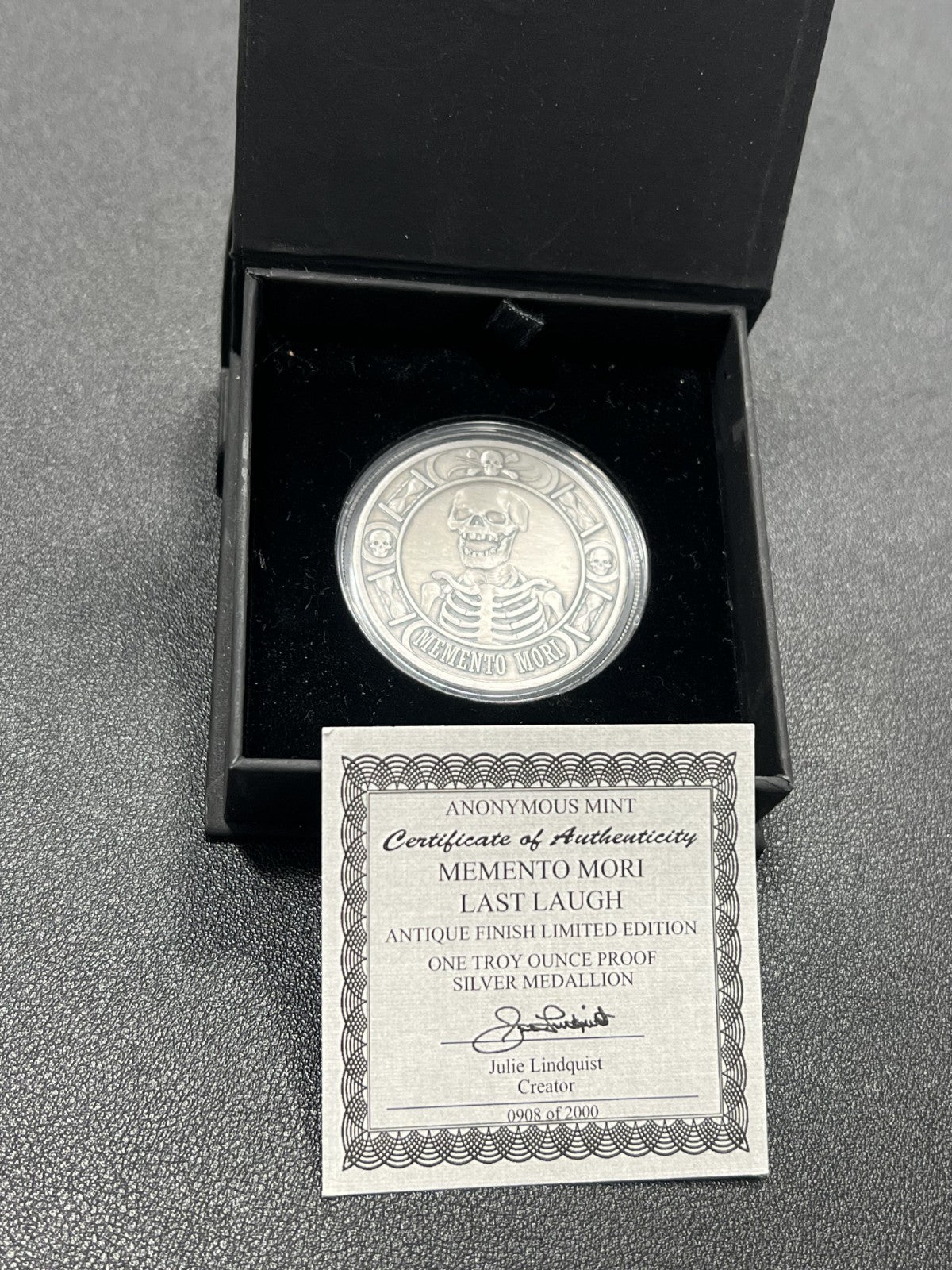 1 oz Last Laugh Memento Mori Silver coin w/COA and Box