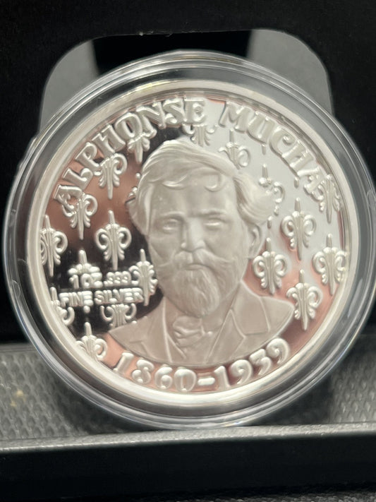 2017 Alfonse Mucha colorized Lady Ivy 1oz Silver coin w/Box and COA