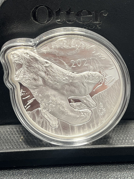 2021 Solomon Islands Ocean Predators - Polar Bear 2 oz .999 Silver Coin with COA