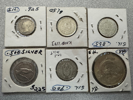 Lot 6 World Silver Coins New Zealand Panama Switzerland Bahamas Britain Balboa