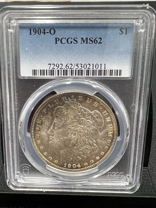 1904 O MS 62 US Morgan Silver Dollar PCGS MS62 - TONER