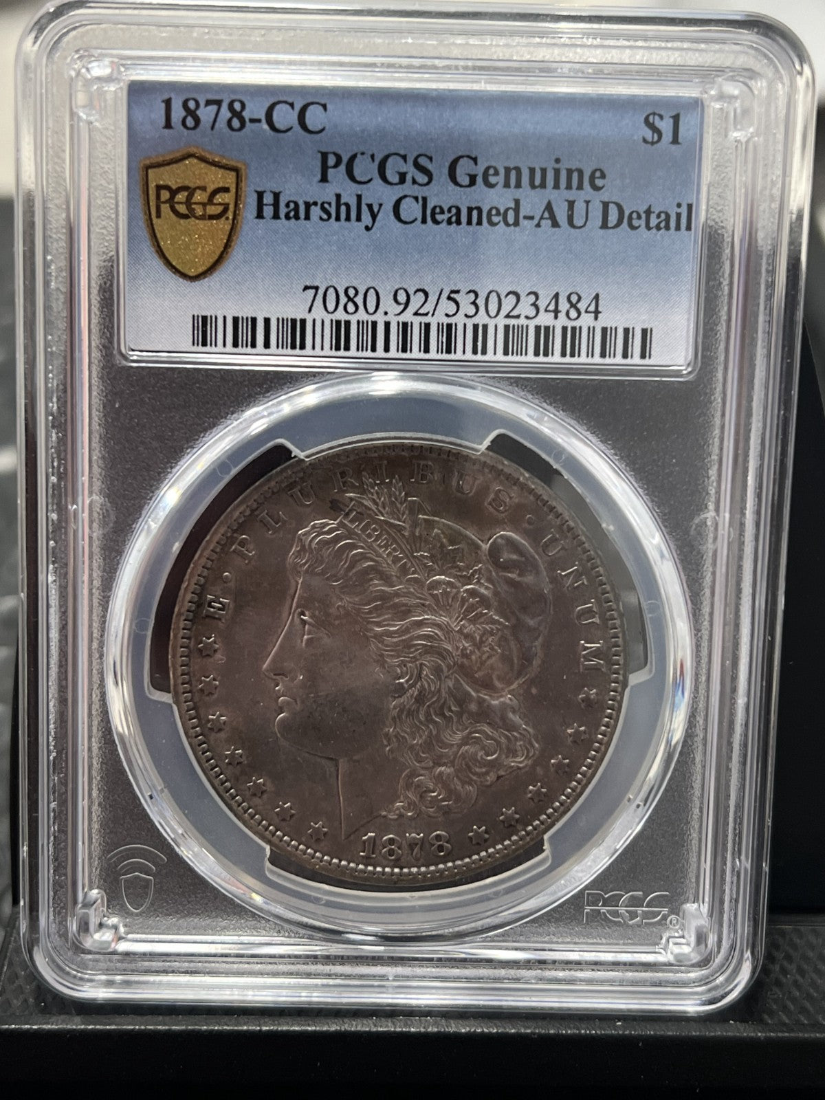 1878 CC Morgan Silver Dollar PCGS Genuine Harshly Cleaned-AU Detail